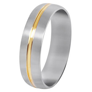 Troli Ocelový snubní prsten se zlatým proužkem 52 mm