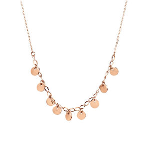 Troli Penízkový náhrdelník z růžově pozlacené oceli