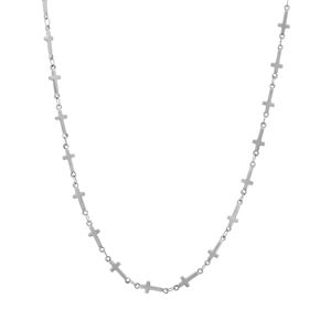 Troli Stylový ocelový náhrdelník s křížky