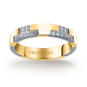 Trussardi Blyštivý bicolor prsten z oceli T-Logo TJAXC39 56 mm